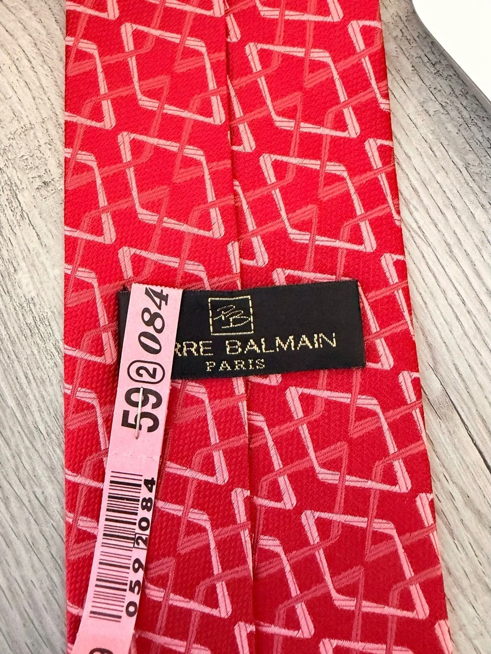 Red Geometric Pattern Silk Tie - Pierre Balmain